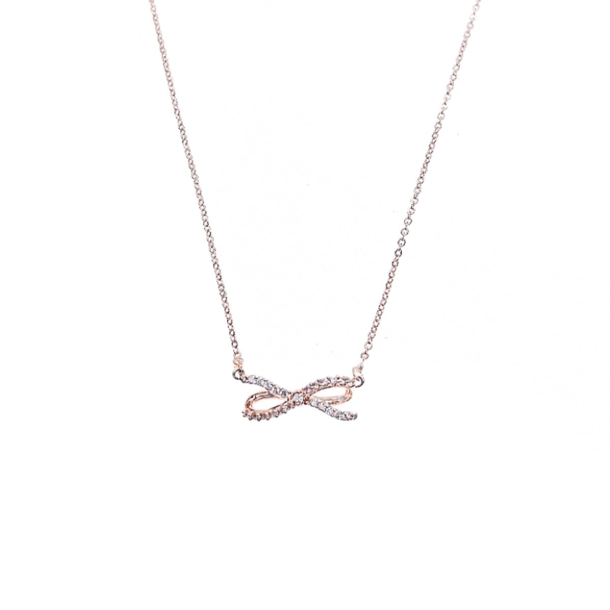 CHOMEL Cubic Zirconia Ribbon Rosegold Necklace