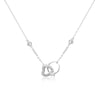 CHOMEL Cubic Zirconia Interlocking Heart & Ring Rhodium Necklace