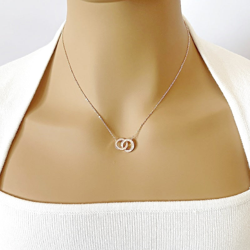 Interlocking Circle Cubic Zirconia Necklace - CHOMEL