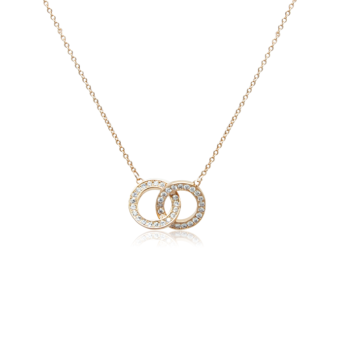 CHOMEL Cubic Zirconia Interlocking Circle Rosegold Necklace