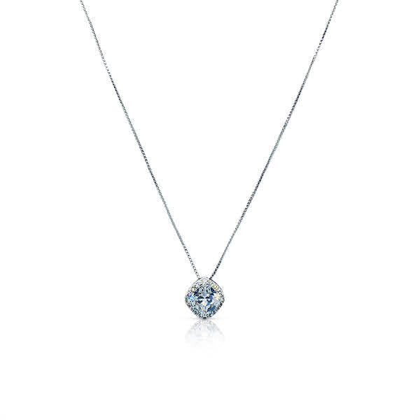CHOMEL Cubic Zirconia Solitaire Rhodium Necklace