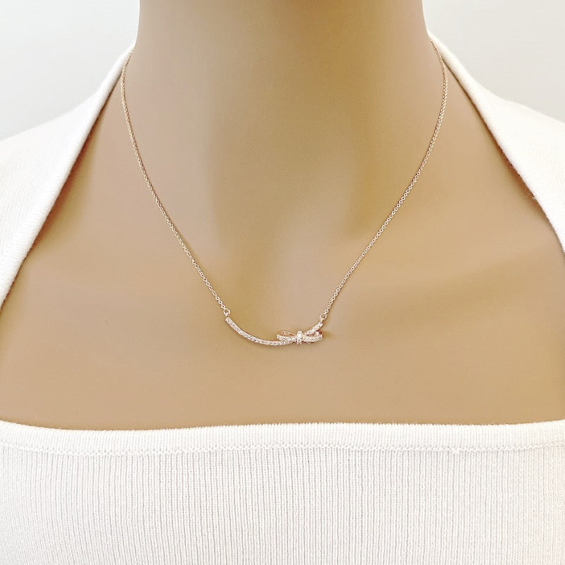 Ribbon Cubic Zirconia Necklace - CHOMEL