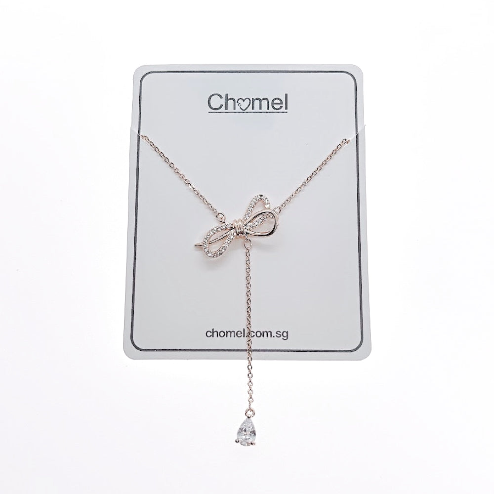 Ribbon Cubic Zirconia Necklace - CHOMEL