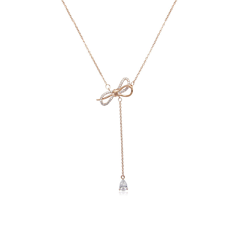 CHOMEL Cubic Zirconia Ribbon Rosegold Necklace