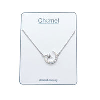 Moon & Star Cubic Zirconia Necklace.