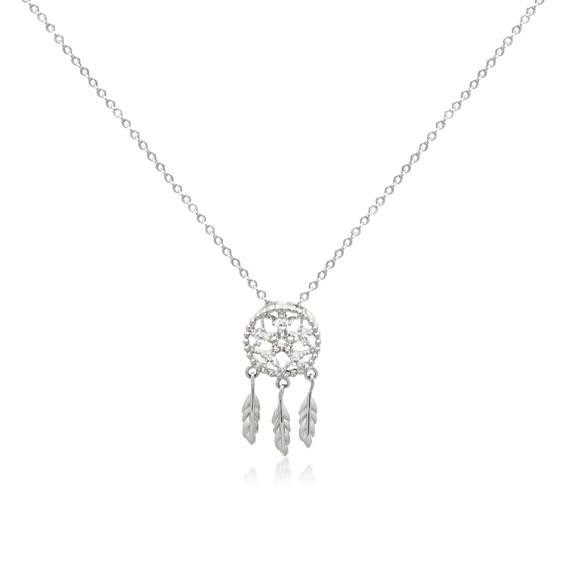 CHOMEL Cubic Zirconia Dream Catcher Rhodium Necklace