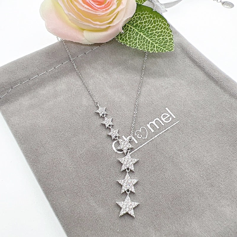 Rhodium 7 Stars Cubic Zirconia Necklace - CHOMEL