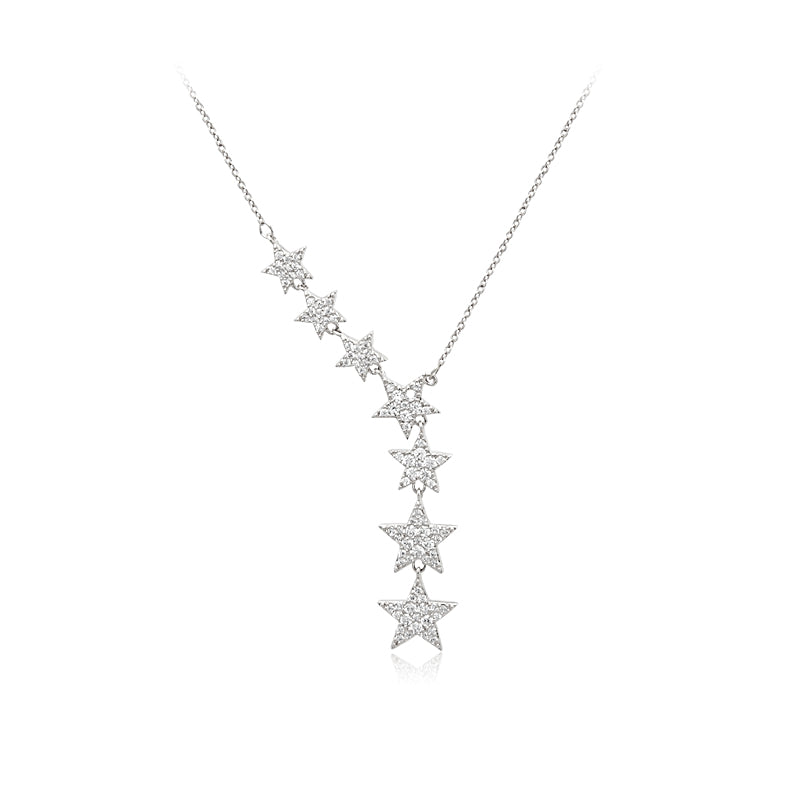 CHOMEL Cubic Zirconia 7 Stars Rhodium Necklace