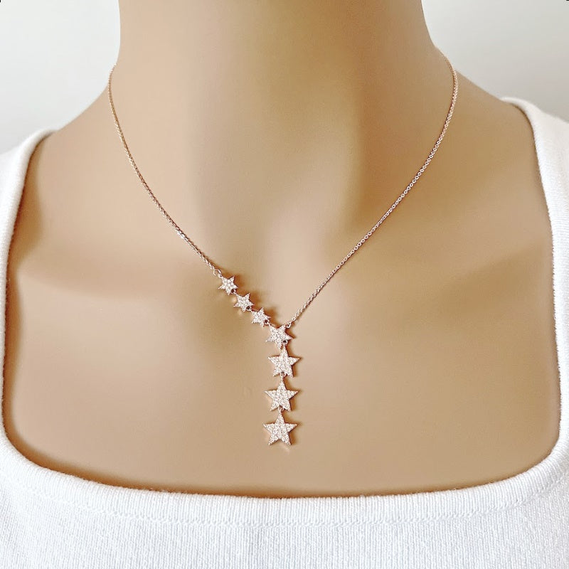 Rosegold  7 Stars Cubic Zirconia Necklace - CHOMEL