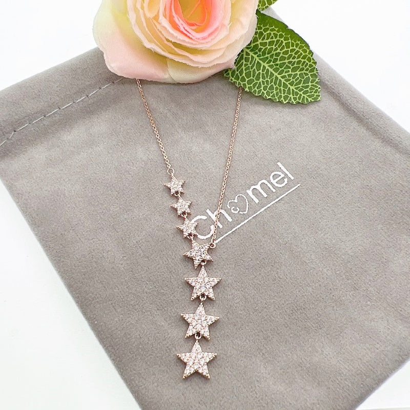 Rosegold  7 Stars Cubic Zirconia Necklace - CHOMEL