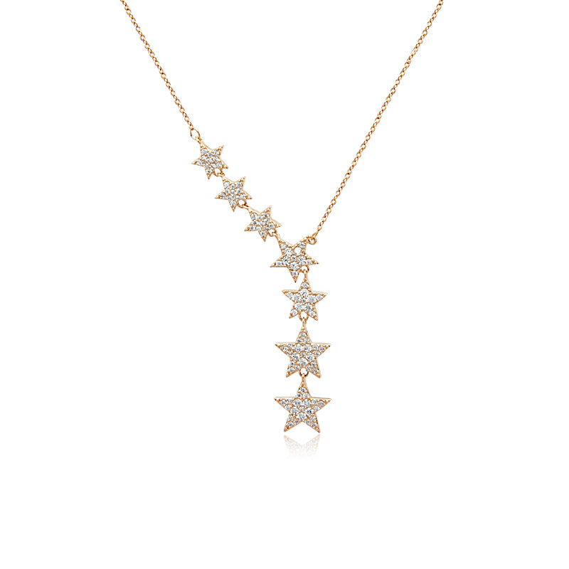 Rosegold  7 Stars Cubic Zirconia Necklace - CHOMEL