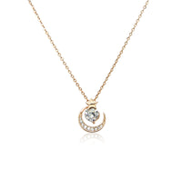 CHOMEL Cubic Zirconia Crescent Moon with Star Rosegold Necklace