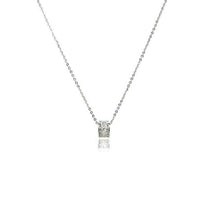 Cubic zirconia tunnel pendant necklace with 8mm diameter, rhodium plated, adjustable 40-42cm chain, spring clasp
