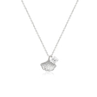 CHOMEL Cubic Zirconia Gingko Leaf Rhodium Necklace