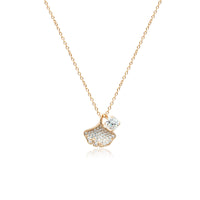 CHOMEL Cubic Zirconia Gingko Leaf Rosegold Necklace