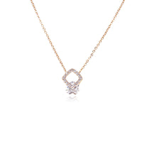 CHOMEL Cubic Zirconia Diamond Shaped Pendant with Cubic  Zirconia Solitaire Rosegold Necklace
