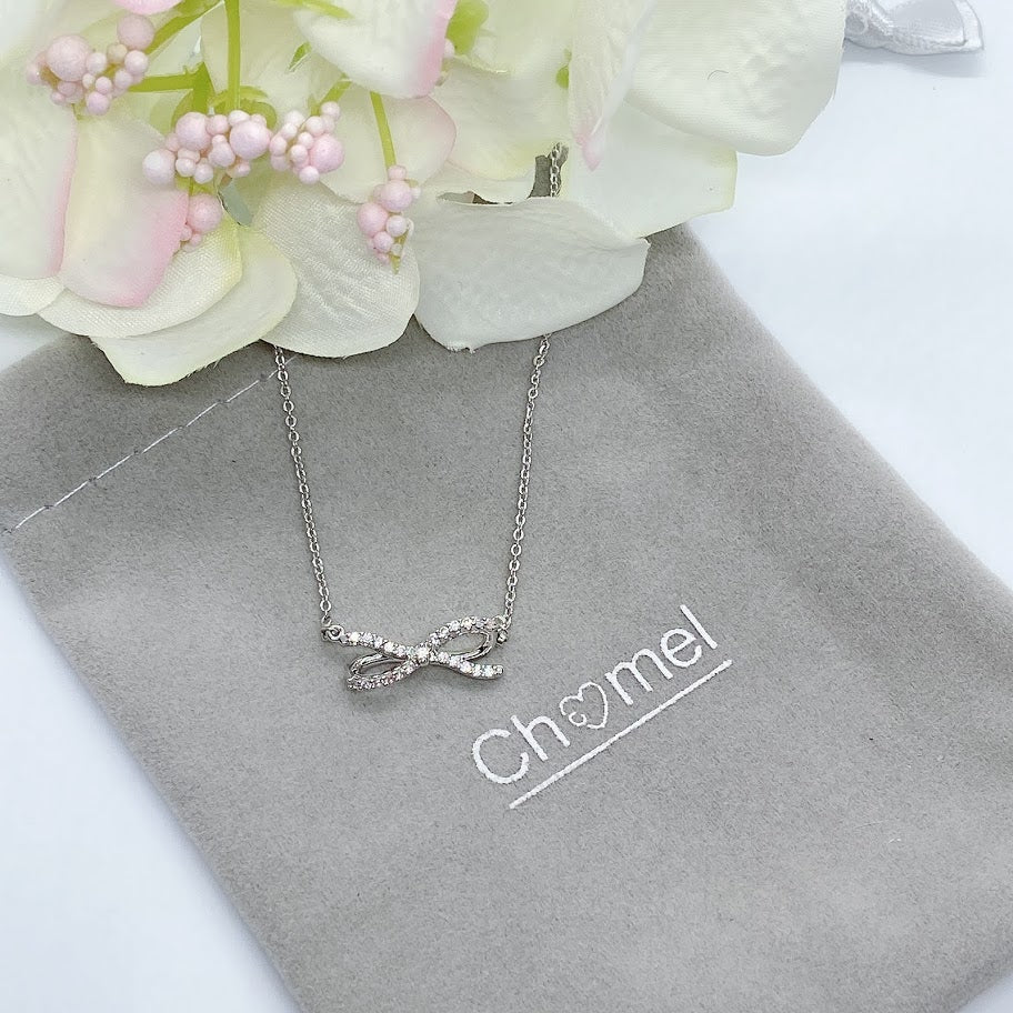 Ribbon Cubic Zirconia Necklace.