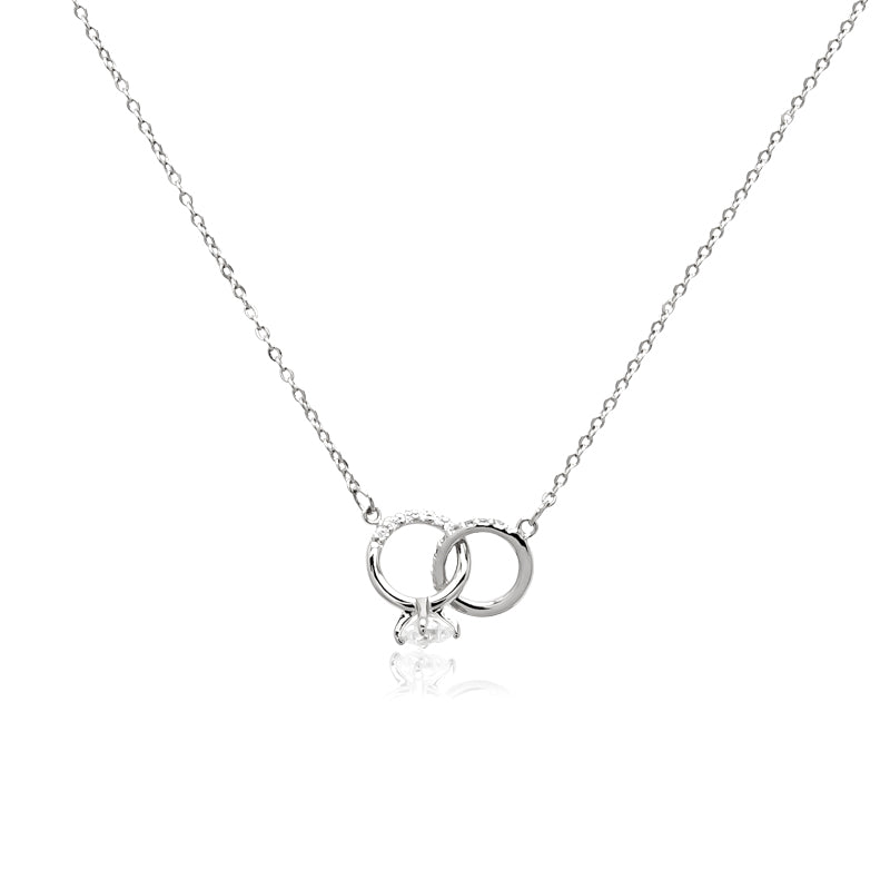 Interlocking Ring Cubic Zirconia Necklace - CHOMEL