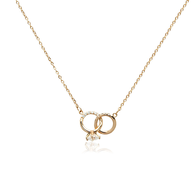 Interlocking Ring Cubic Zirconia Necklace.