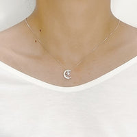Moon and Star Cubic Zirconia Necklace.