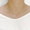 Moon and Star Cubic Zirconia Necklace.