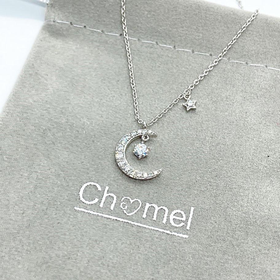 Moon & Star Cubic Zirconia Necklace.