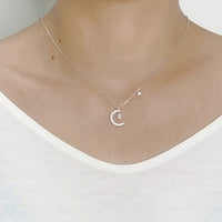 Moon & Star Cubic Zirconia Necklace.