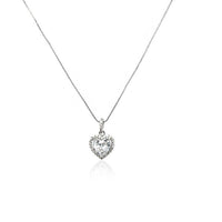 CHOMEL Cubic ZIrconia Heart Pendant Rhodium Necklace