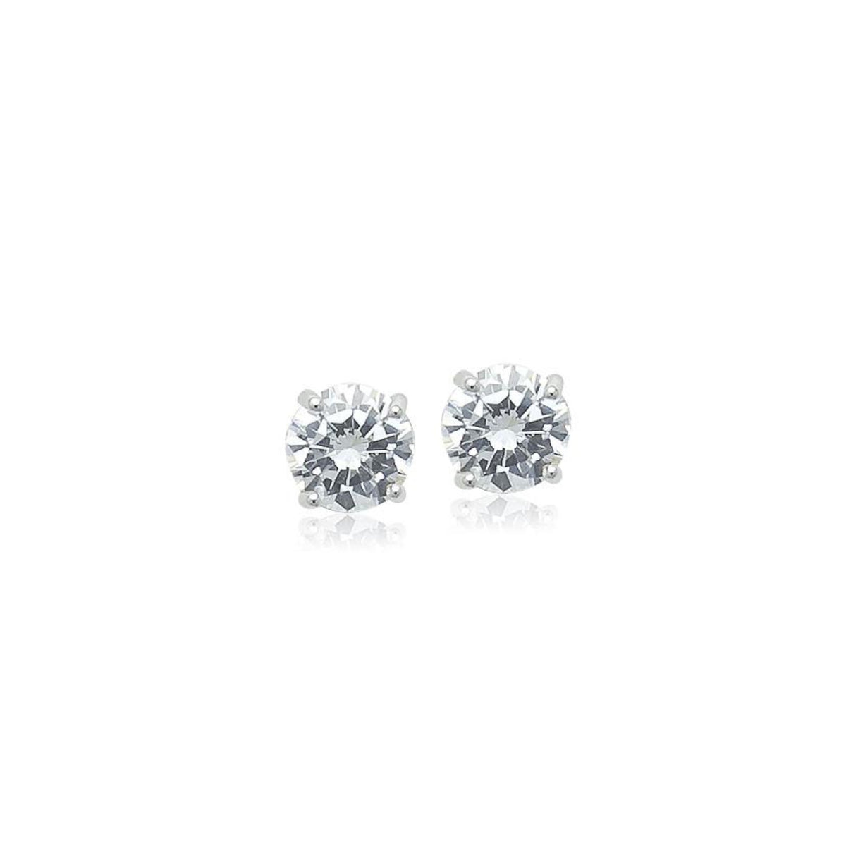 5mm Cubic Zirconia Solitaire Rhodium Stud Earring.