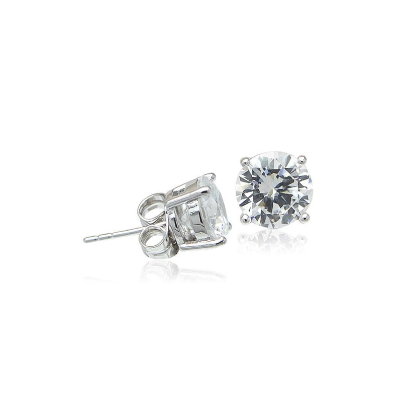 8mm Cubic Zirconia Solitaire Stud Earring.