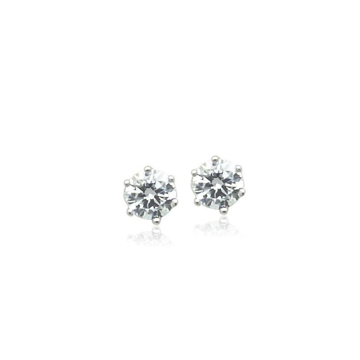 8mm Cubic Zirconia Solitaire Stud Earring - CHOMEL