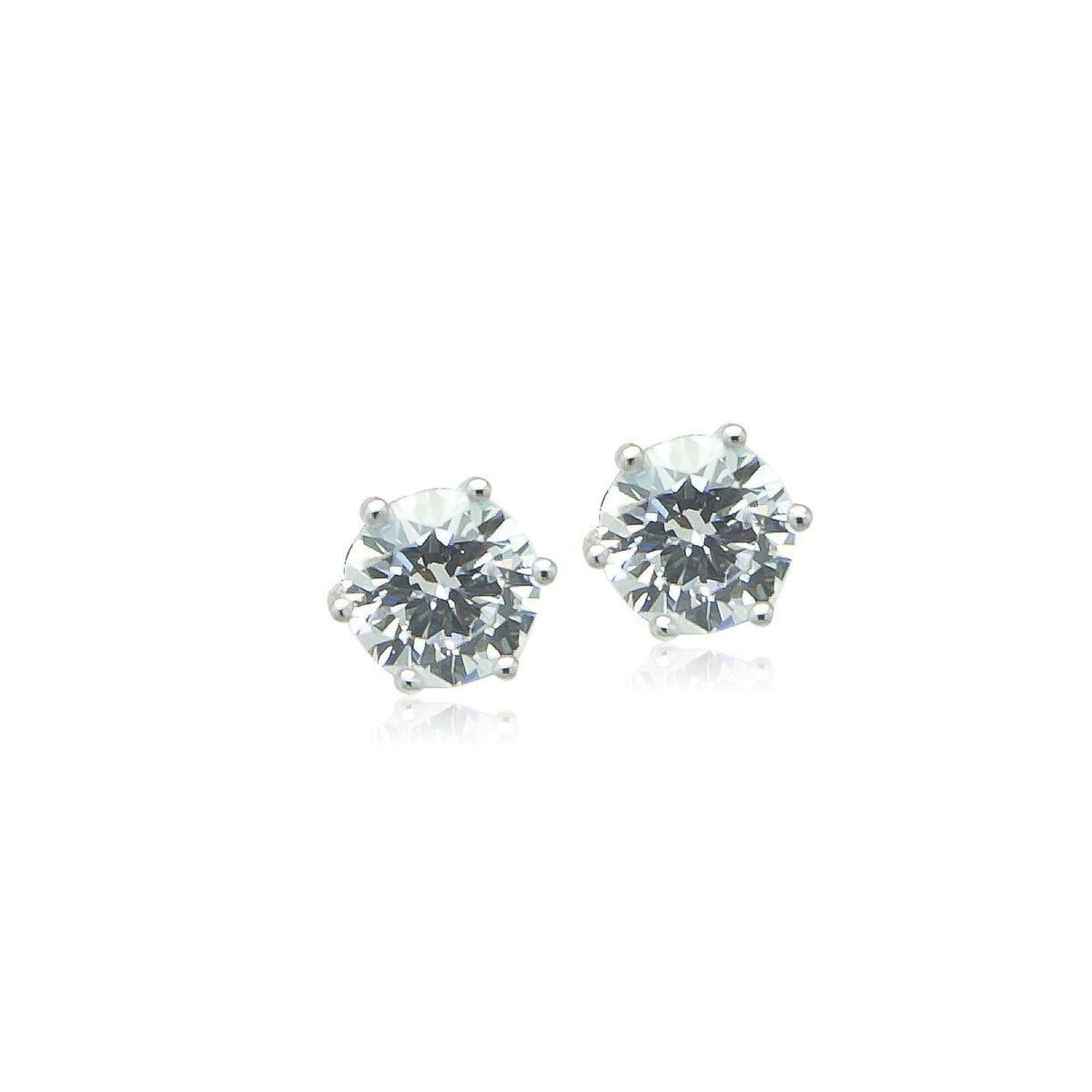 7mm Cubic Zirconia Solitaire Stud Earring.