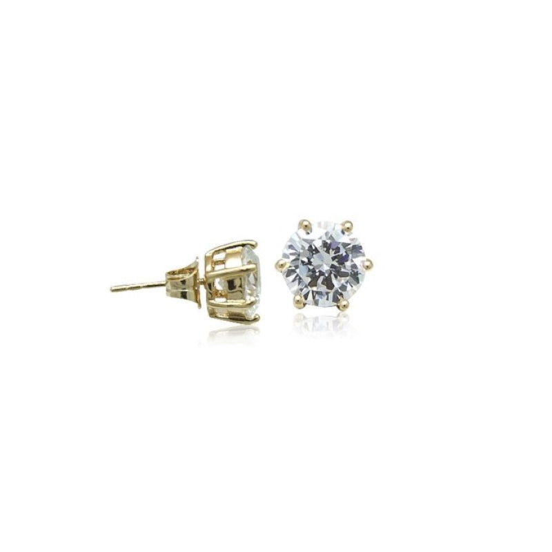 7mm Cubic Zirconia Solitaire Stud Earring.