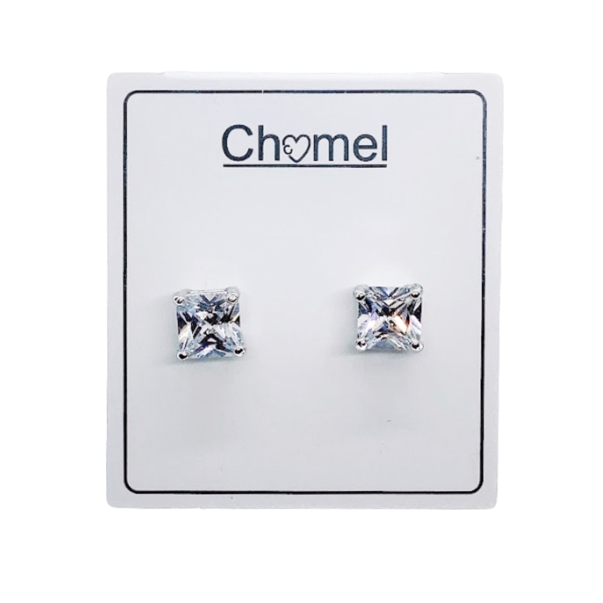 Cubic Zirconia Solitaire Stud Earring CHOMEL