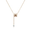 CHOMEL Cubic Zirconia Tunnel with Drop Rosegold Necklace