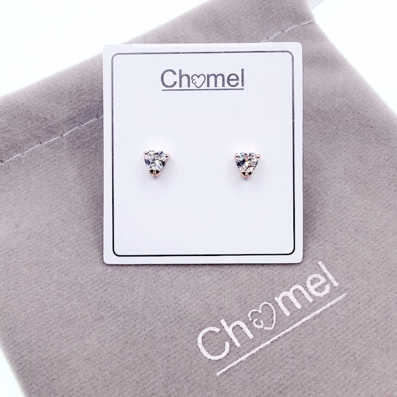 Heart 6mm Cubic Zirconia Stud Earring.