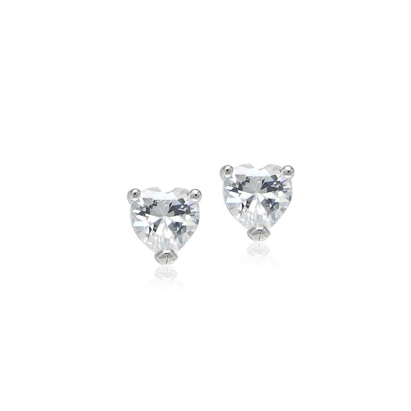 Heart 6mm Cubic Zirconia Stud Earrings.