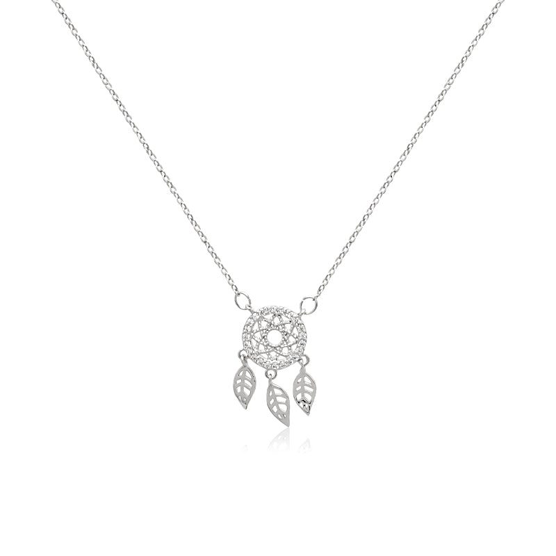 CHOMEL Cubic Zirconia Dream Catcher Rhodium Necklace