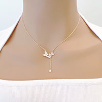 Rosegold Butterfly Cubic Zirconia  Necklace - CHOMEL