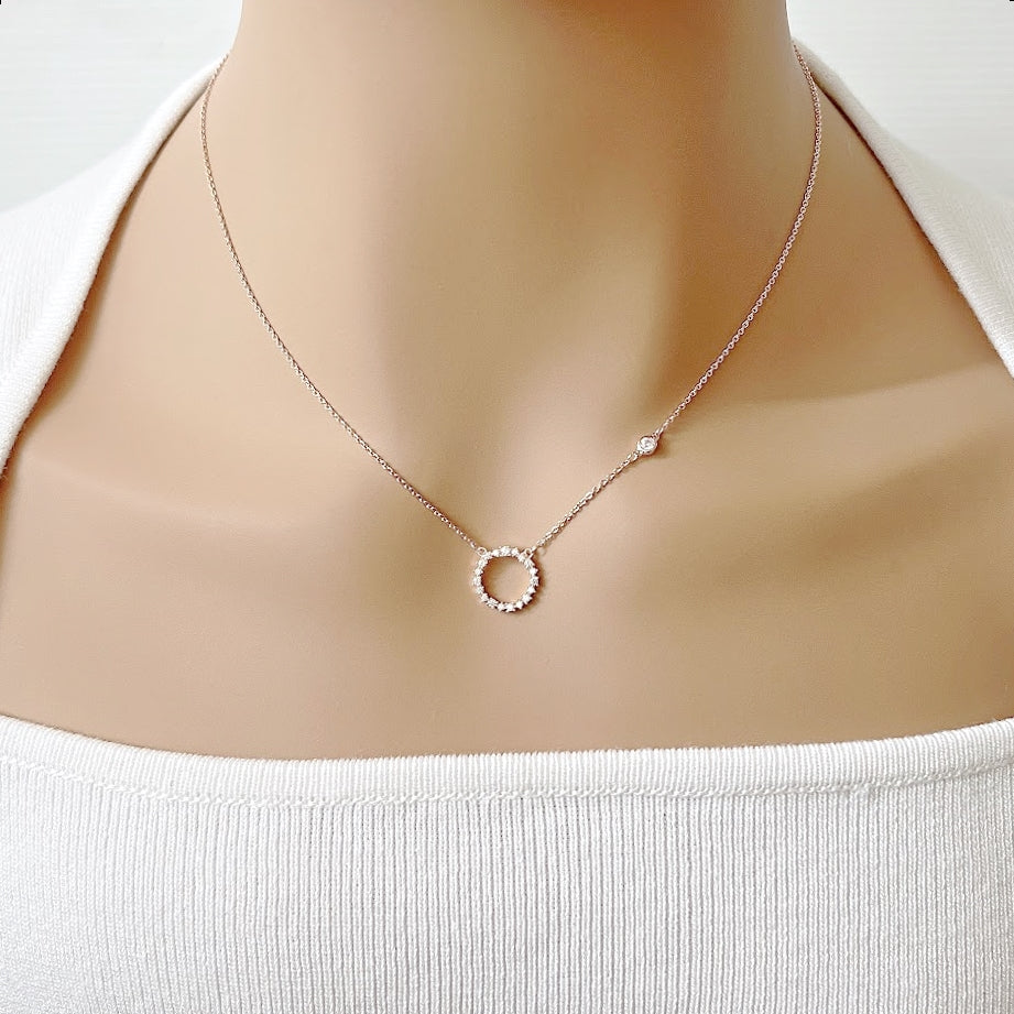 CHOMEL Round Cubic Zirconia Rosegold Necklace 