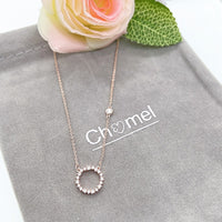 CHOMEL Round Cubic Zirconia Rosegold Necklace