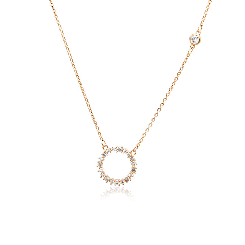 CHOMEL Cubic Zirconia Round Rosegold Necklace 