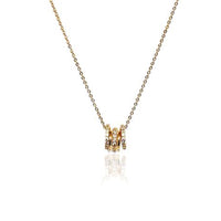 CHOMEL Cubic ZIrconia 3 Ring Pendant on Rosegold Necklace