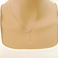 Cubic Zirconia Leaf Necklace - CHOMEL