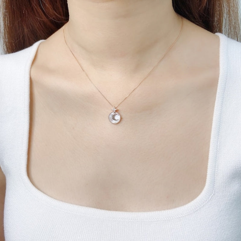 Moon & Star Mother of Pearl Necklace.