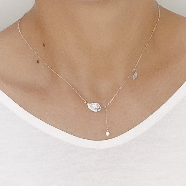 Leaf Cubic Zirconia Necklace.