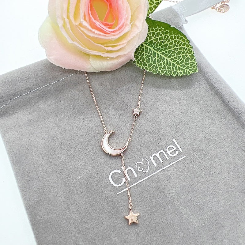 Moon & Star Mother of Pearl Necklace - CHOMEL