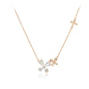 CHOMEL Cubic Zirconia 3 Butterfly Rosegold Necklace