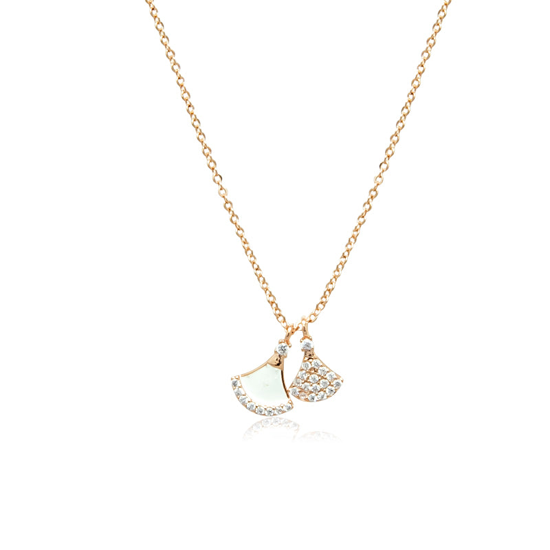 CHOMEL Cubic Zirconia Double Fan Drop Rosegold Necklace