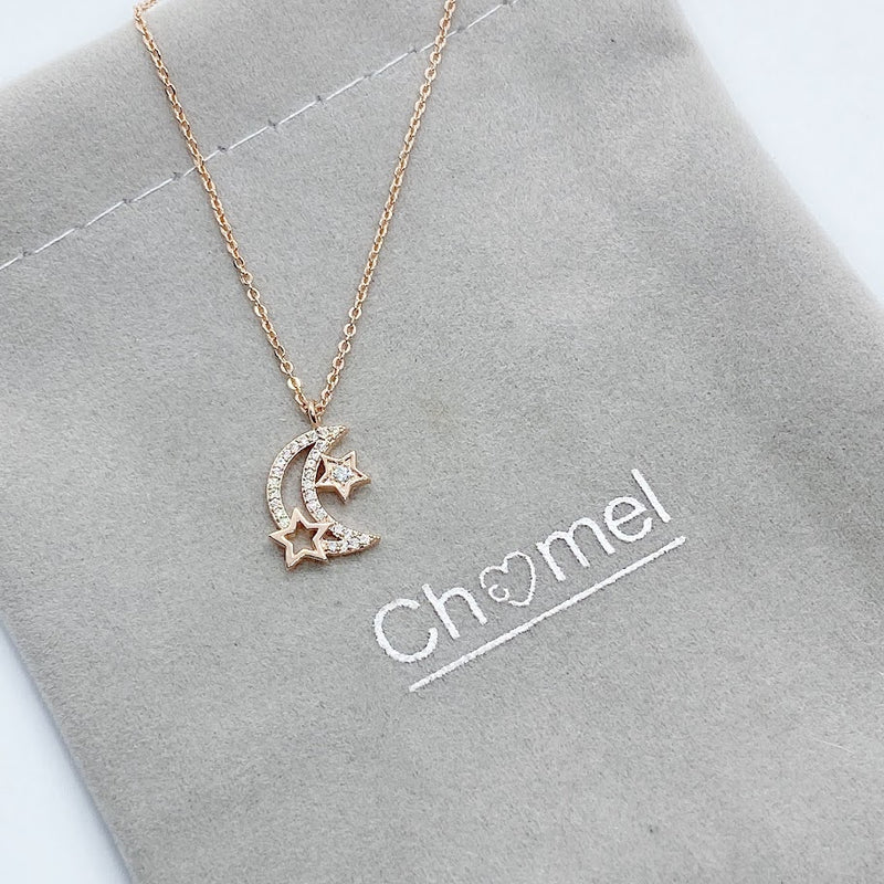 Moon & Star Cubic Zirconia Necklace.